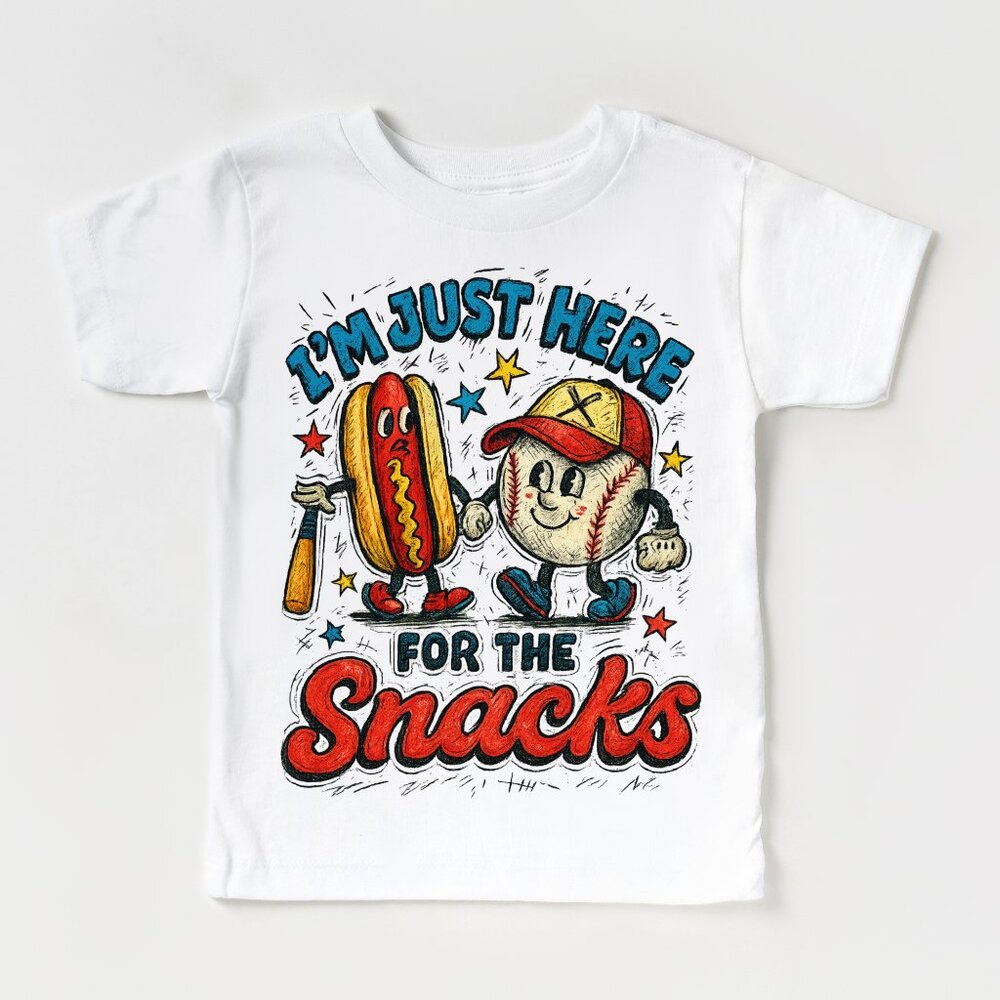 I'm Just Here For The Snacks T-shirt Kid and Adult sizes Choose Your Color